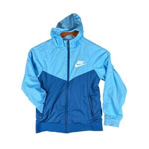 Nike Sportswear NSW Windrunner Hooded Full Zip‎ Jacket Woven Blue Kids Small GUC